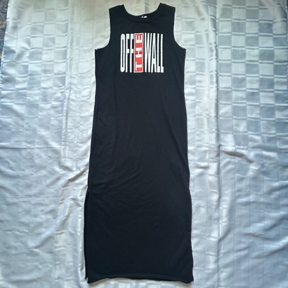 Vans Off The Wall Black Tank Top Midi Dress with Side Slits - Picture 13 of 13
